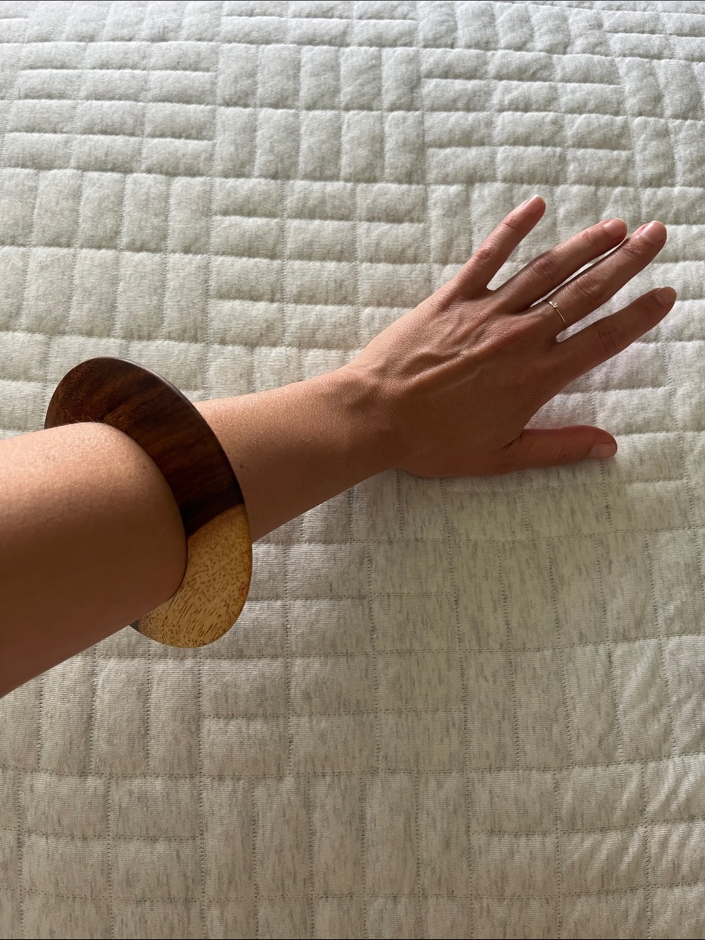 Handcrafted Modern Wooden Bangle Bracelet in Two-Tone
